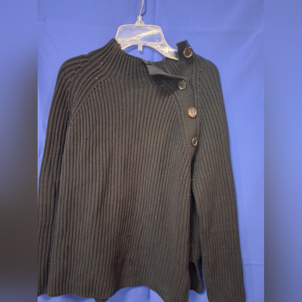 Women's GAP Black Side Button-Up Sweater Sz. Medium